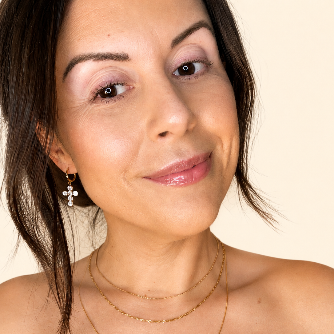 Radiant Cross Huggie Earrings