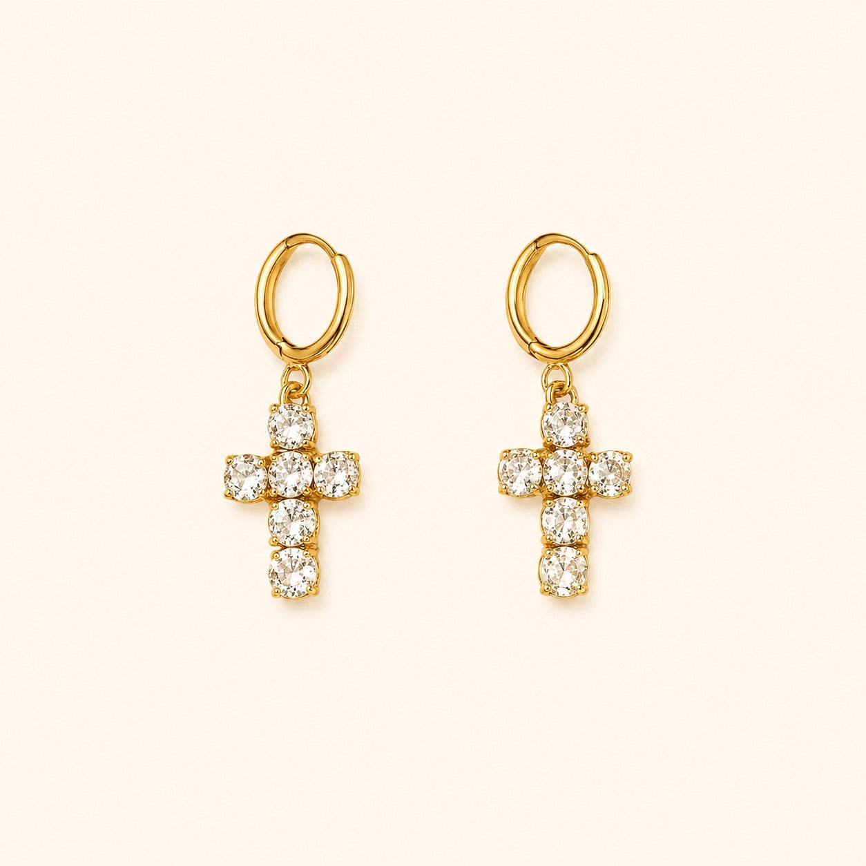 Radiant Cross Huggie Earrings